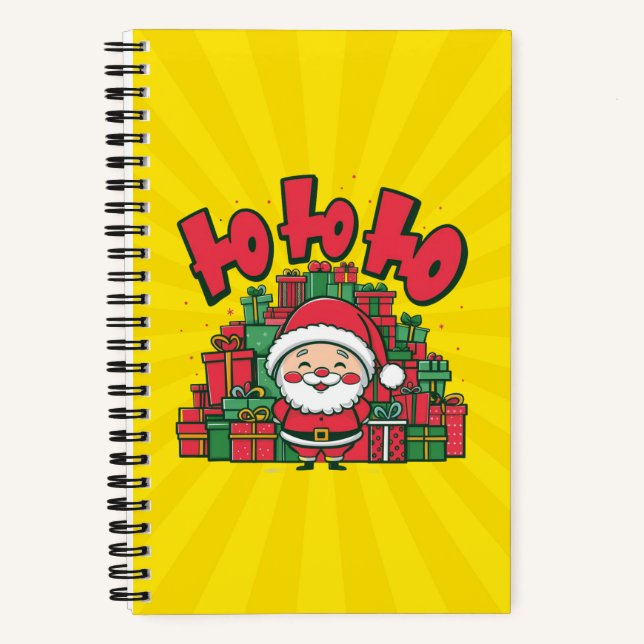 Jolly Cartoon Santa Christmas Notebook (Front)