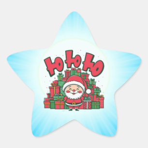 Jolly Cartoon Santa Christmas Star Sticker