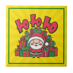 Jolly Cartoon Santa Christmas Tile