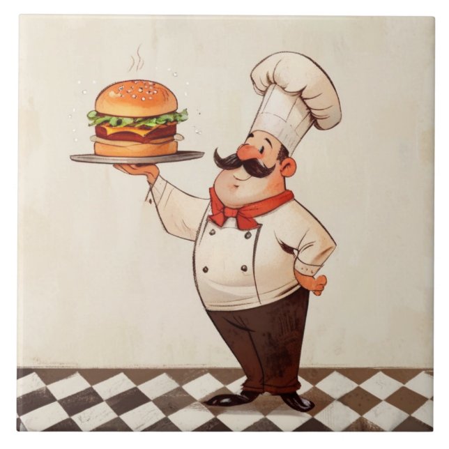 Jolly Chef Burger: Cook Presents Hamburger Kitchen Tile (Front)