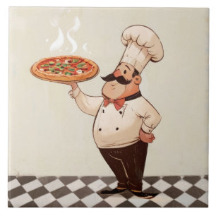 Jolly Chef: Chefs Hat Cook Presents Pizza Kitchen Tile