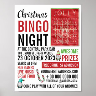Jolly Christmas, Bingo Night Advertising Poster
