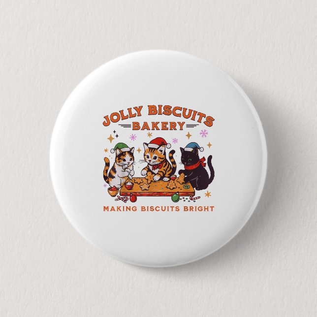 Jolly Christmas Biscuits Bakery Baking Crew Xmas C 6 Cm Round Badge (Front)
