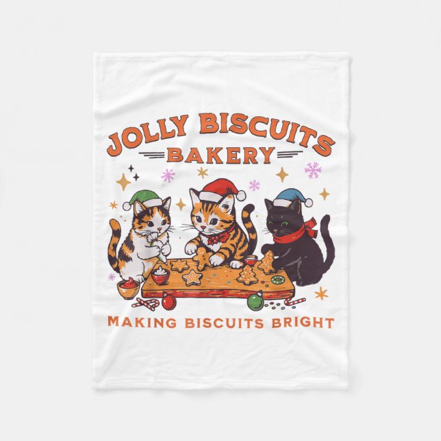 Jolly Christmas Biscuits Bakery Baking Crew Xmas C Fleece Blanket (Front)