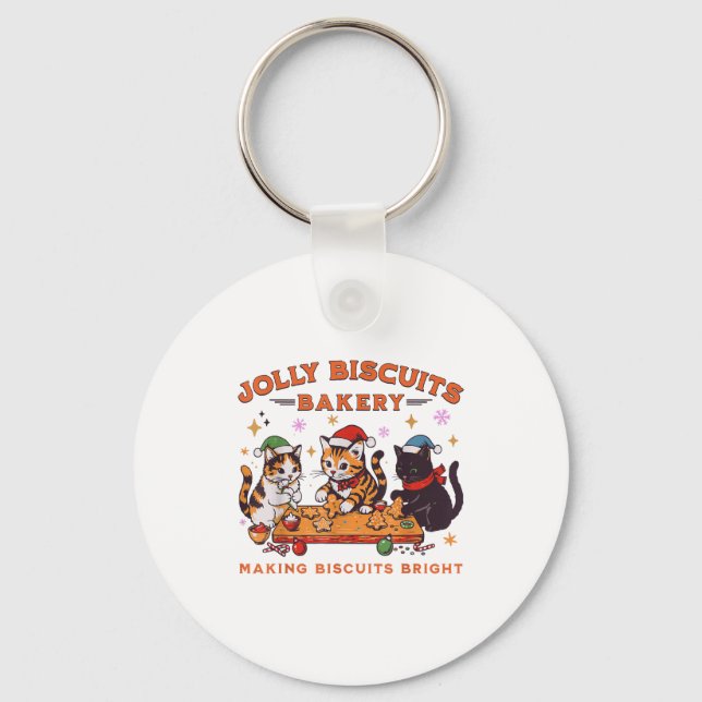 Jolly Christmas Biscuits Bakery Baking Crew Xmas C Key Ring (Front)