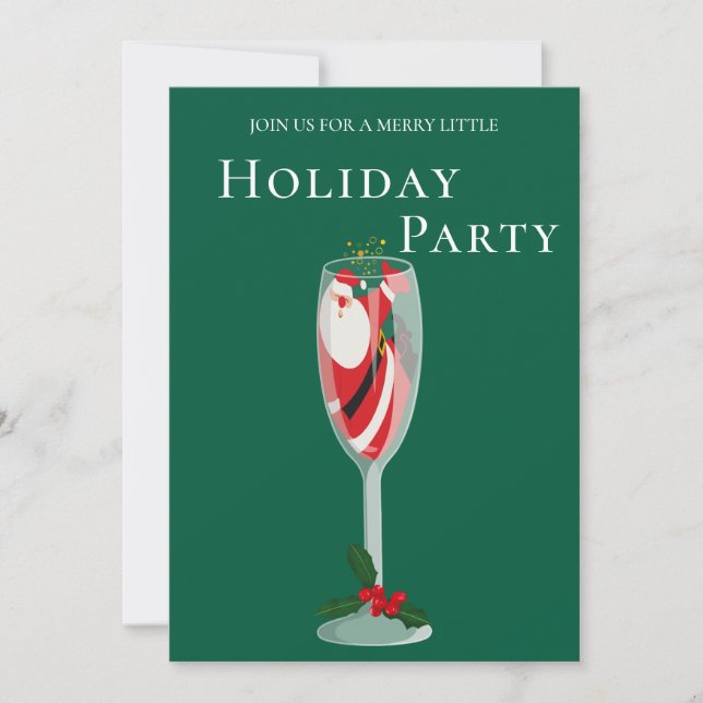 Jolly Christmas Cheers Santa champagne Holiday Invitation (Front)