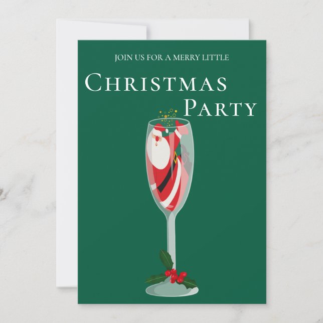 Jolly Christmas Cheers with Santa champagne Invitation (Front)