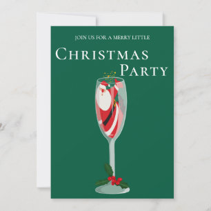 Jolly Christmas Cheers with Santa champagne Invitation