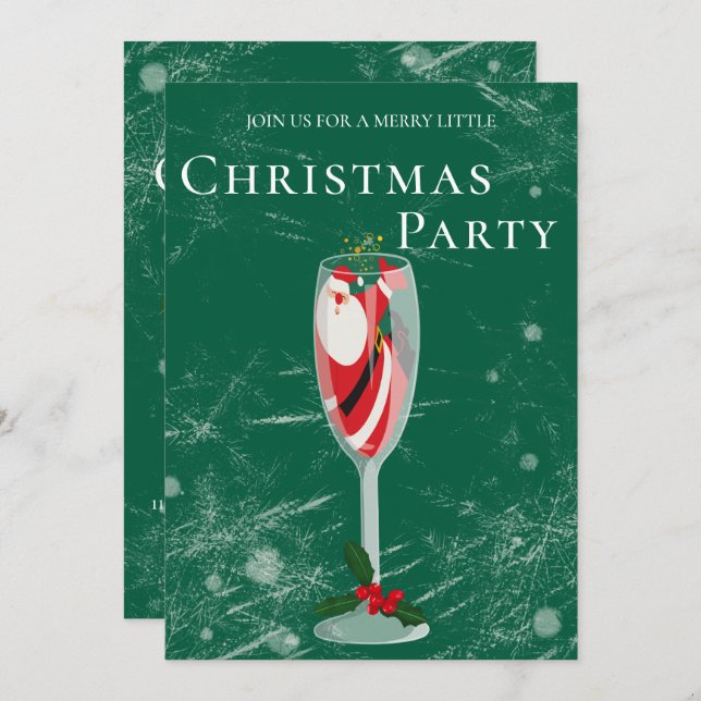 Jolly Christmas Cheers with Santa champagne Invitation (Front/Back)