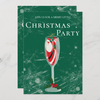 Jolly Christmas Cheers with Santa champagne Invitation