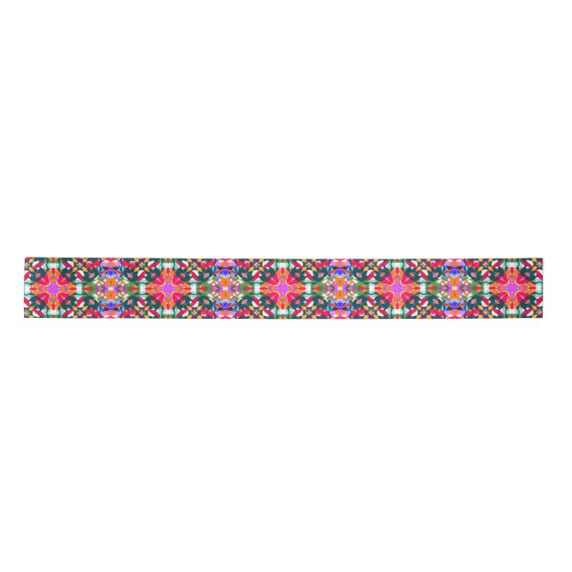Jolly Christmas Colourful Maximalist Modern Merry Satin Ribbon (Front)
