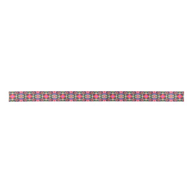 Jolly Christmas Colourful Maximalist Modern Merry Satin Ribbon (Front)