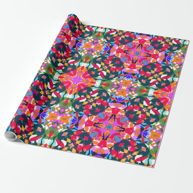 Jolly Christmas Colourful Maximalist Modern Merry Wrapping Paper (Unrolled)