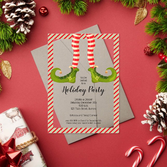 Jolly Christmas Elf Legs Holiday Acrylic Invitations (Insitu (Holiday))