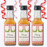 Jolly Christmas Elf Legs Holiday Custom Mini Liquor Bottle Label<br><div class="desc">Fun elf legs wearing red and ivory striped tights and green boots with jingle bells, and your holiday Christmas greeting in chic lettering, personalise these MINI liquor bottle labels to serve at your holiday party or to give as gifts or party favours, business gifts, corporate gifts, CHANGE THE WORDING "Merry...</div>