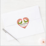 Jolly Christmas Elf Legs Stripes Holiday Heart Sticker<br><div class="desc">Fun elf legs wearing red and ivory striped tights and green boots with jingle bells, and your holiday Christmas details in chic lettering, these HEART shape stickers are beautiful for party favors, gifts, invitation envelopes, homemade food gifts and more. ***ALL SHAPES are already done for you in our store plus...</div>
