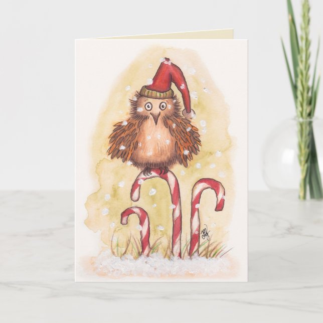 Jolly Christmas Owl Holiday Card (Front)