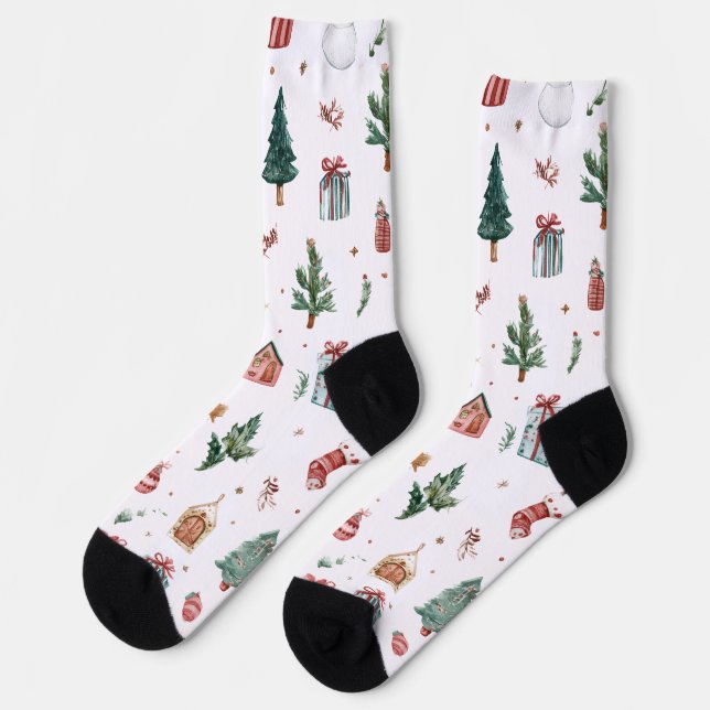 Jolly Christmas Pattern Socks | Fun Gift  (Left)