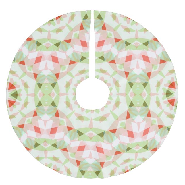 Jolly Christmas Red Green Pink Merry Star Pattern Brushed Polyester Tree Skirt (Front)