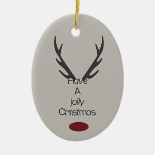Jolly Christmas Reindeer Antlers Ceramic Tree Decoration