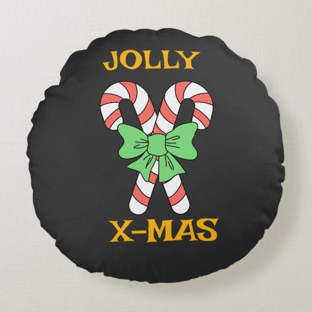 JOLLY CHRISTMAS ROUND CUSHION (Front)