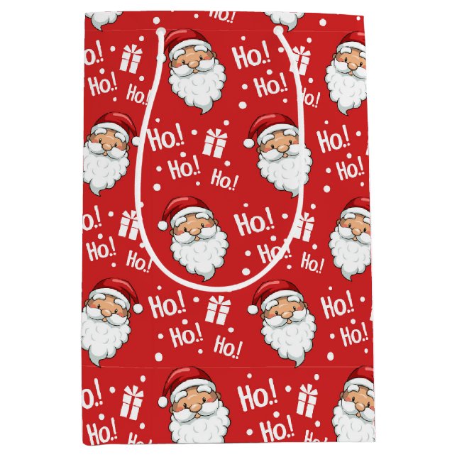 Jolly Christmas Santa Claus Medium Gift Bag (Front)
