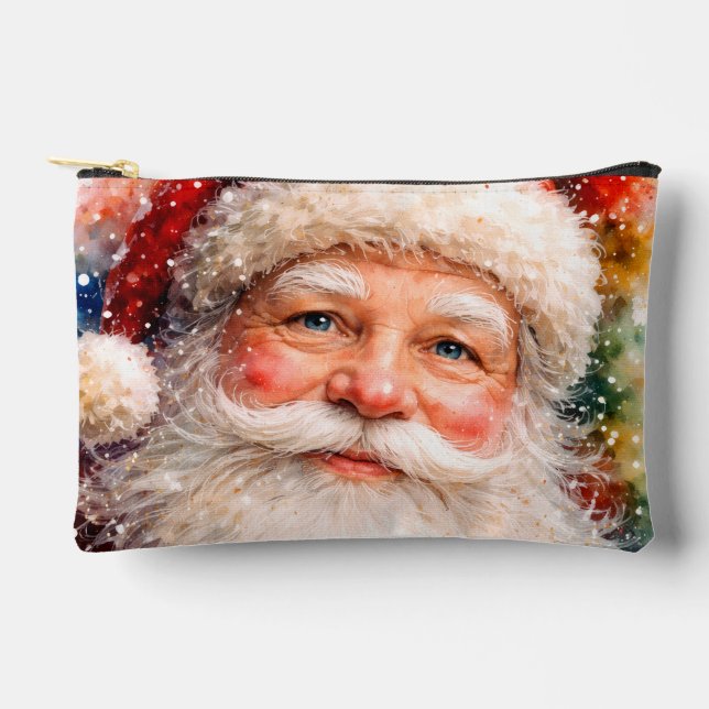 Jolly Christmas Santa Portrait  Accessory Pouch (Front)