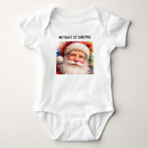 Jolly Christmas Santa Portrait Baby Bodysuit