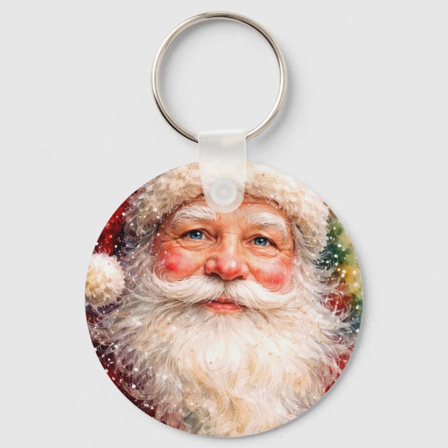 Jolly Christmas Santa Portrait Key Ring (Front)