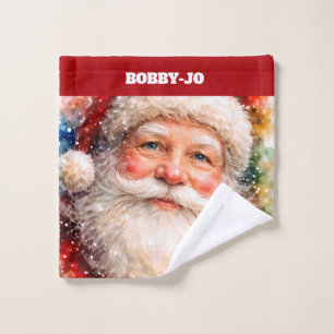 Jolly Christmas Santa Portrait Wash Cloth