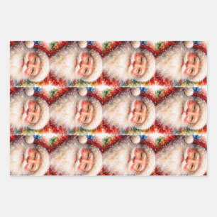 Jolly Christmas Santa Portrait Wrapping Paper Sheet
