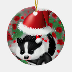 Jolly Christmas Skunk Ceramic Tree Decoration