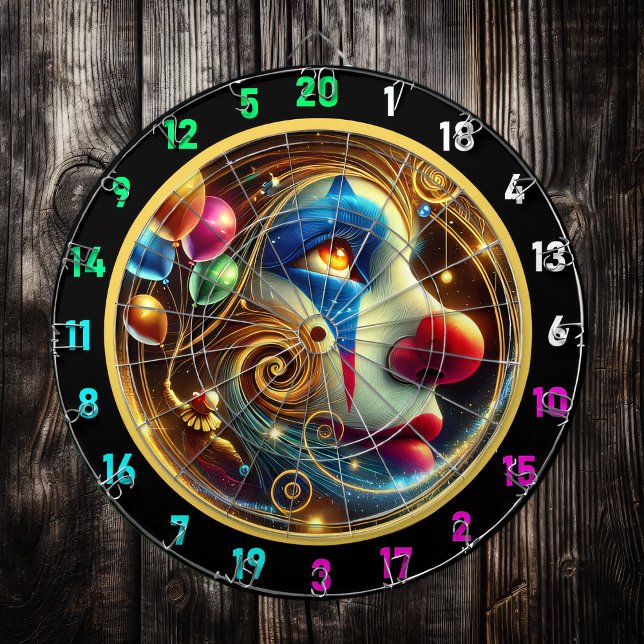 Jolly Clown with Red Nose and Balloons Dartboard (Creator Uploaded)