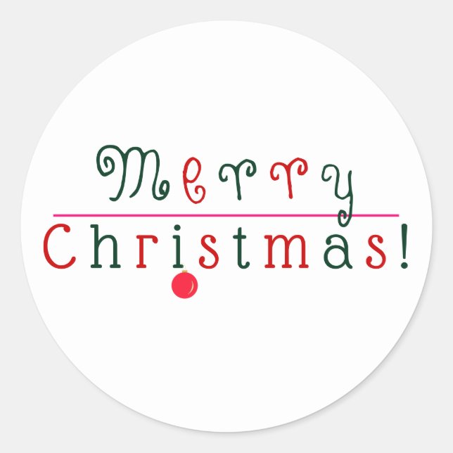 Jolly Colourful Merry Christmas, Hanging Ornament Classic Round Sticker (Front)