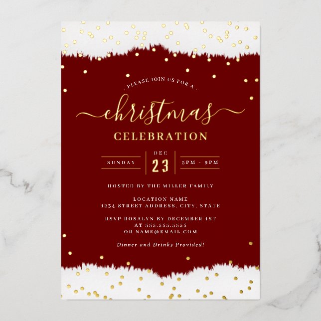 Jolly Confetti Gold Red Christmas Party       (Front)