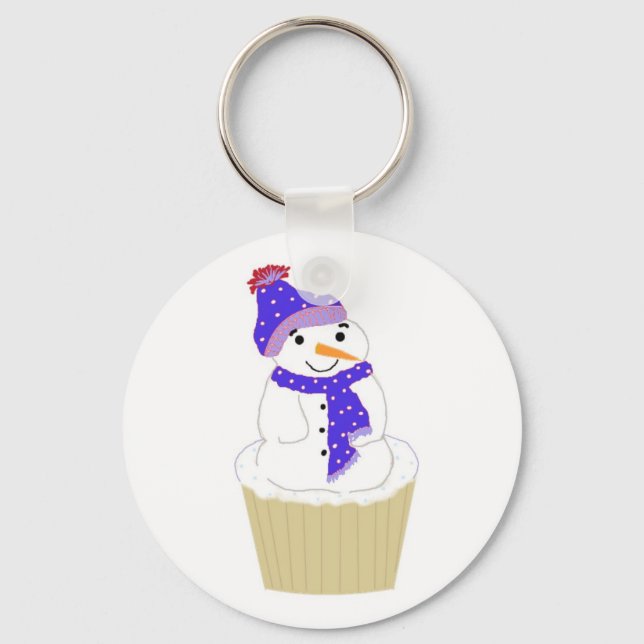 Jolly Cupcake Snowman Key Ring (Front)