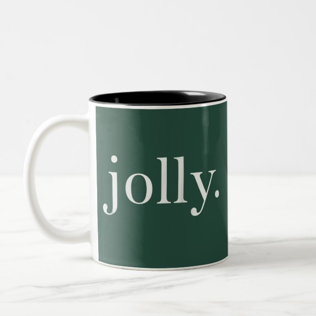 Jolly Cute Christmas Holiday Xmas Season Two-Tone Coffee Mug (Left)