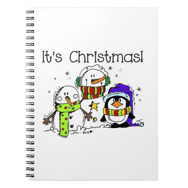 Jolly Cute Snowmen and Penguins It's Christmas Notebook (Front)