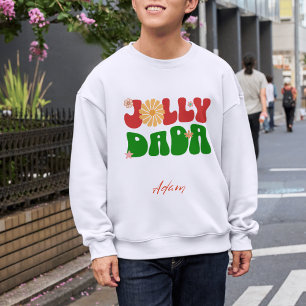 Jolly Dada Retro Groovy Custom Dad Name Christmas Sweatshirt