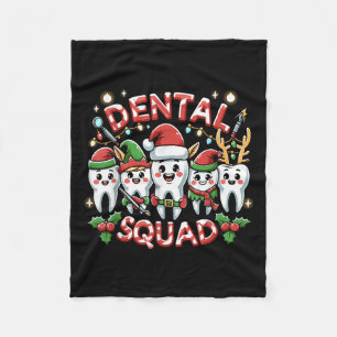Jolly Dental Squad Celebration Christmas Teeth Den Fleece Blanket