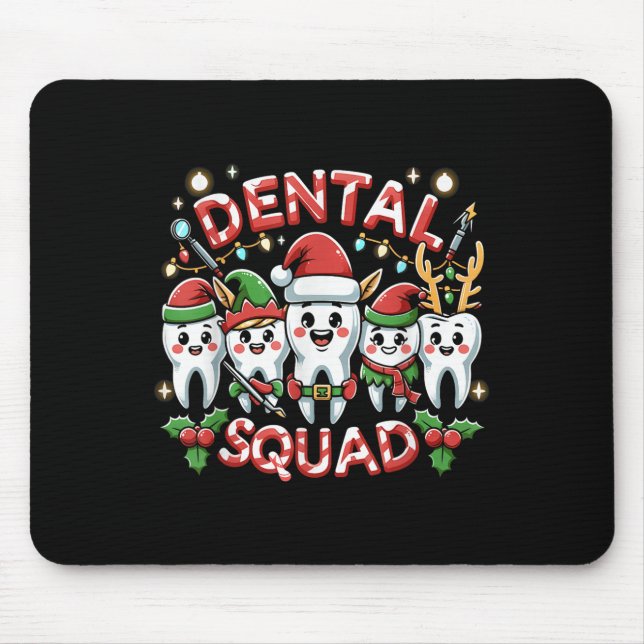 Jolly Dental Squad Celebration Christmas Teeth Den Mouse Mat (Front)