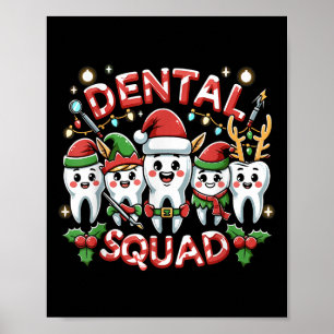 Jolly Dental Squad Celebration Christmas Teeth Den Poster