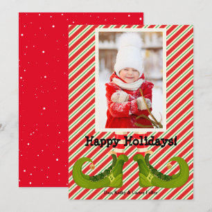 Jolly Elf Legs Photo Happy Holiday Card