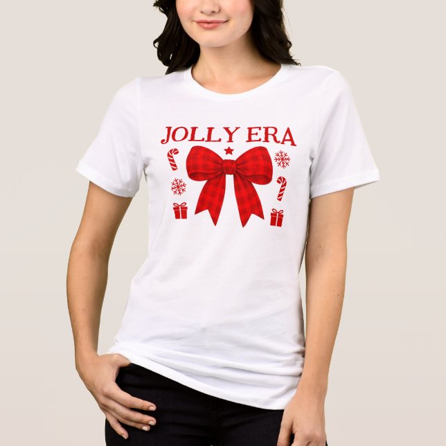  Jolly Era Red Gingham Bow Christmas Shirt (Front)