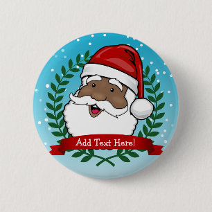 Jolly Ethnic Santa Claus Christmas 6 Cm Round Badge