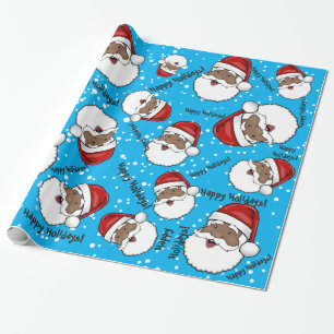 Jolly Ethnic Santa Claus Customised Wrapping Paper