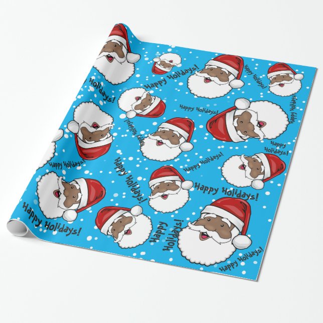 Jolly Ethnic Santa Claus Customised Wrapping Paper (Unrolled)