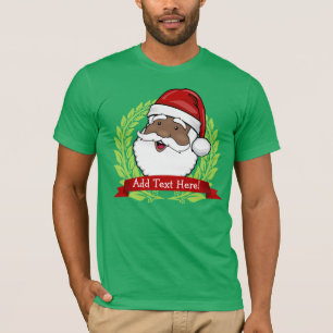 Jolly Ethnic Santa Custom Text T-Shirt