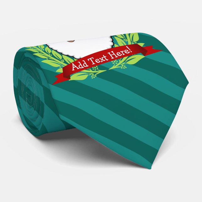 Jolly Ethnic Santa Custom Text Tie (Rolled)