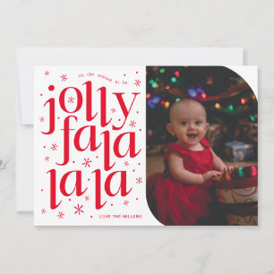 Jolly Fa La La La Whimsical Photo Holiday Card
